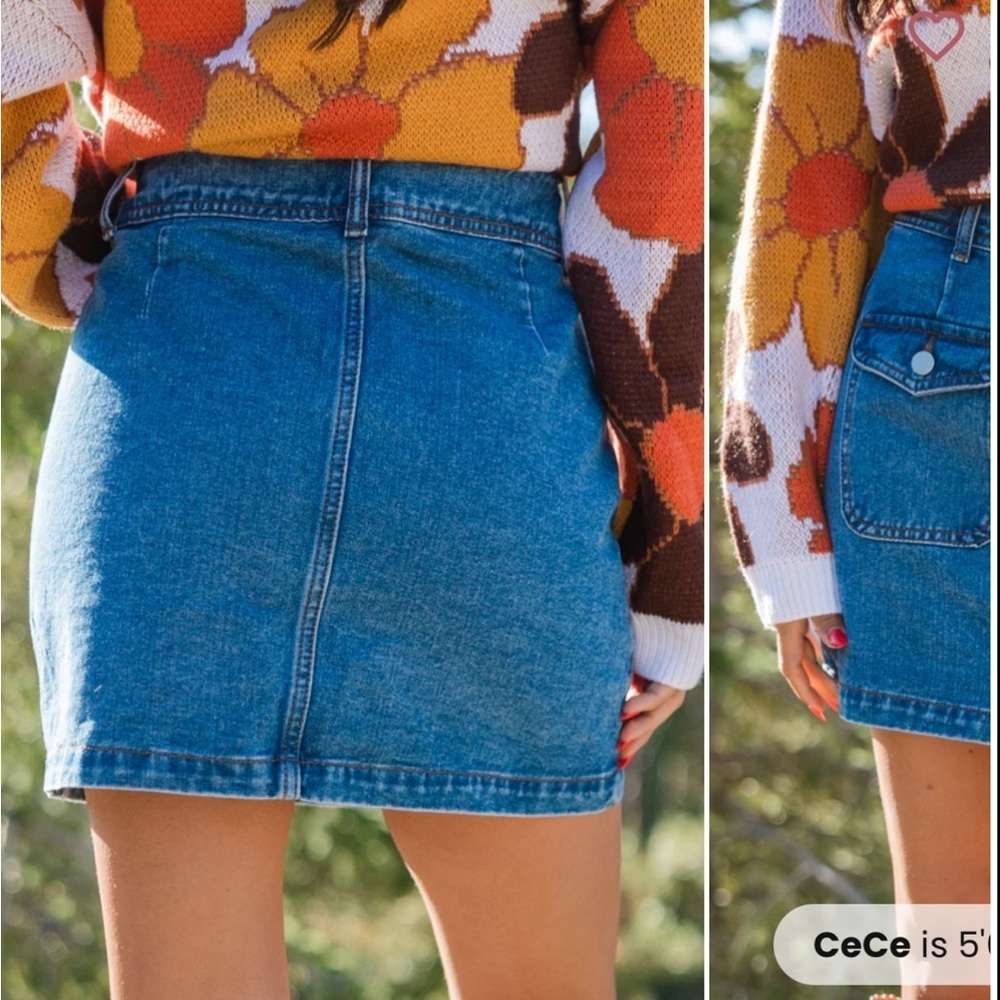 Pink Lily Blue Denim Button-Up Skirt - Picture 2 of 3